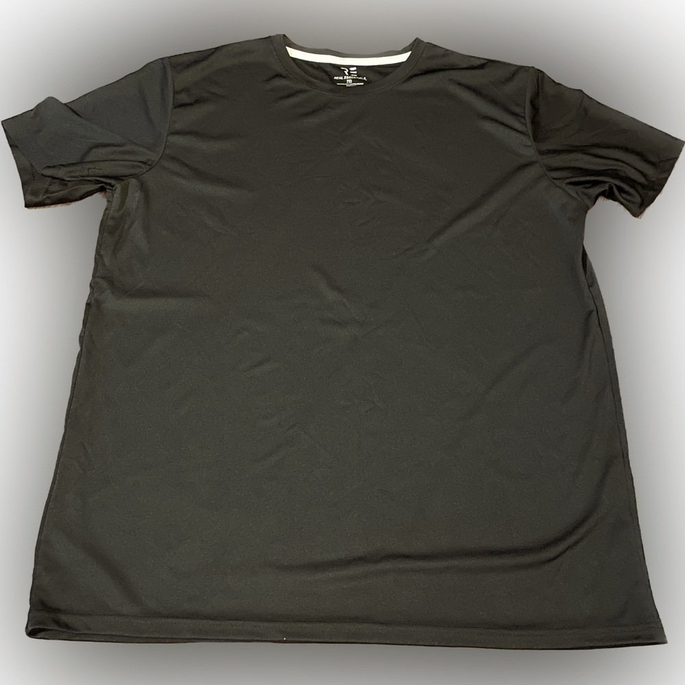 Mens RE Real Essentials black dry fit T-shirt size 2XL exercise workout tee